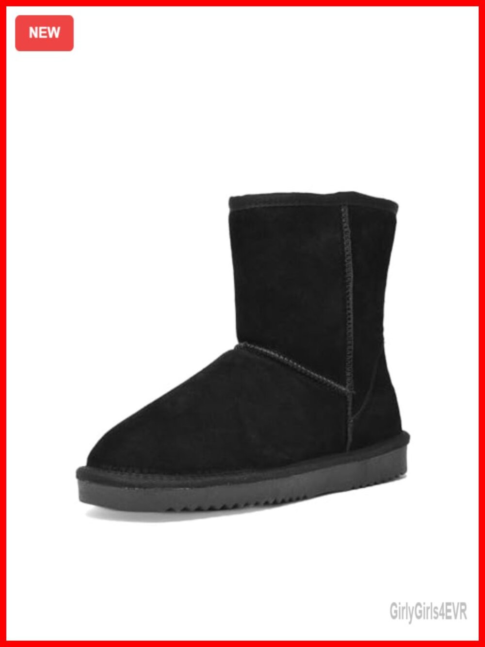 Suede Mid Calf Snow Boots Faux Fur Lined Slip On Winter Boots